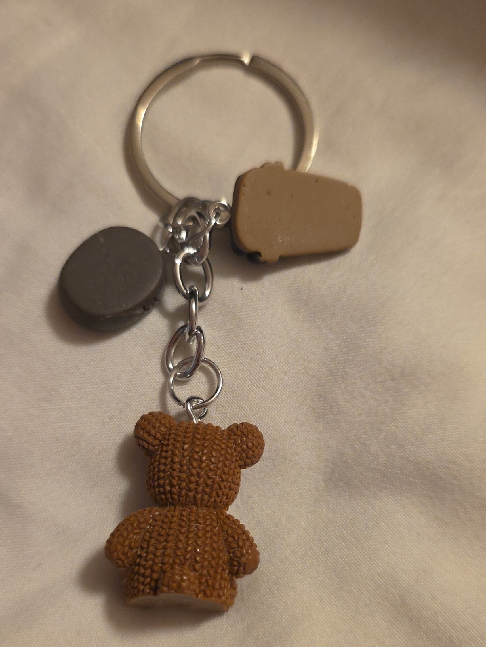 Brown Teddy Bear & Coffee Charm Keychain - Picture 6 of 12